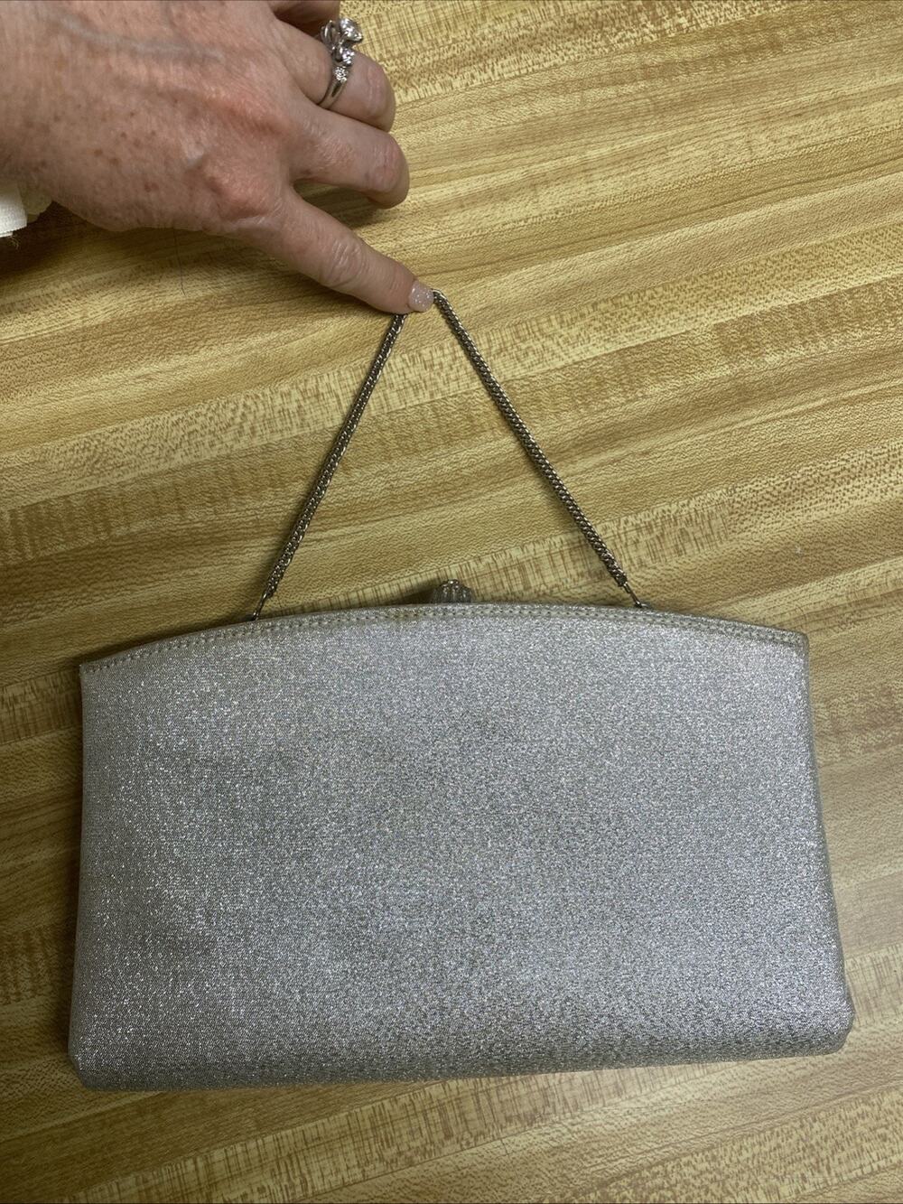 1950's Harry Levine HL USA Metallic Glitter Silver Clutch/Handbag Purse